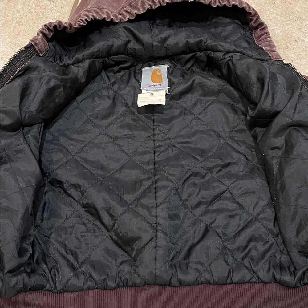 Vintage Kids Carhartt Active Jacket Faded Burgundy Duck Canvas Size 4T - Picture 5 of 8